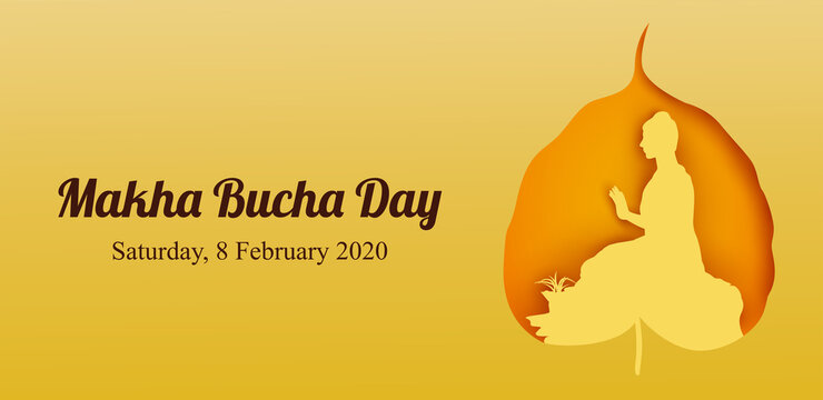 Makha Bucha Day, Buddha delivering his teachings shortly before his death to 1,250 monks, Vector Illustration