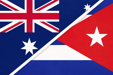 Australia and Cuba, symbol of national flags from textile.