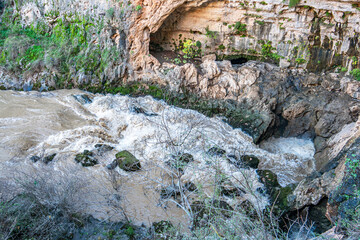 The Varsak pothole (Varsak Obruk ) that swallows the whole water of Duden Waterfall sources in Antalya