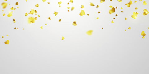 Valentine's day, banner template. confetti heart gold ribbons. Celebration luxury greeting rich card.