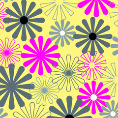 Floral seamless pattern. Hand drawn. For textile, wallpapers, print, wrapping paper. Vector stock illustration.