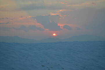 Setting sun at White Sands, New Mexico