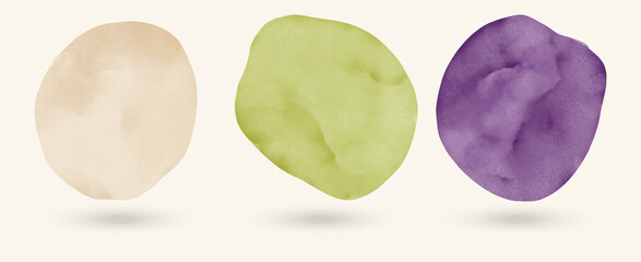 Vector watercolor stains set illustration. Abstract design elements.