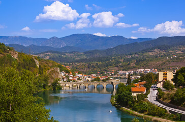Fototapeta na wymiar Old Bridge on Drina river in Visegrad - Bosnia and Herzegovina
