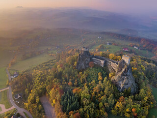 Trosky Castle in Bohemia paradise - Czech republic - aerial view