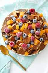 Mini Pancake Cereal with Colorful Fruits