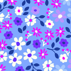 Floral seamless pattern. Hand drawn. For textile, wallpapers, print, wrapping paper. Vector stock illustration.