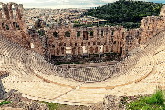 Antique open air theatre in Acropolis, Greece.