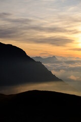 Panoramic views of Alps mountain range in Germany and Austria