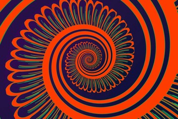 Modern red radial shapes isolated on blue, abstract background design