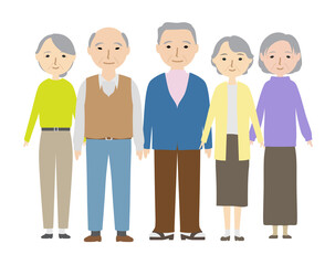 並んで立っている高齢者たち
