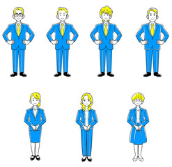 ビジネスマンとビジネスウーマンのイラストセット
