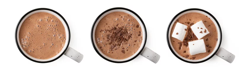 Rolgordijnen Cup of hot chocolate with marshmallow © Gresei