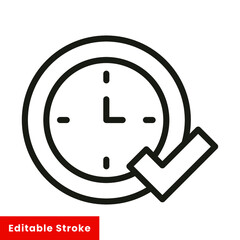 Time clock with check symbol line style icon vector illustration design. Editable stroke EPS10
