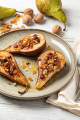 Sweet baked pears with honey