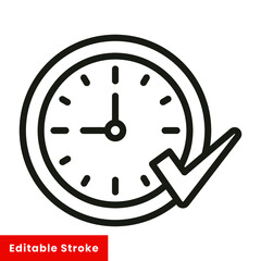 Time clock with check symbol line style icon vector illustration design. Editable stroke EPS10