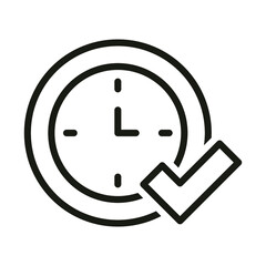 Time clock with check symbol line style icon vector illustration design. EPS10