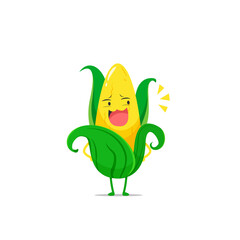 Corn character with mocking face isolated on a white background. Corn character emoticon illustration