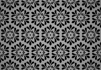 Foto op Plexiglas Flower geometric pattern. Seamless vector background. Black and gray ornament © ELENA