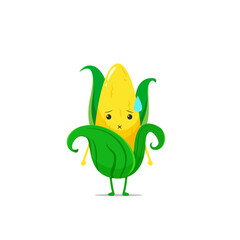 Corn character speechless isolated on a white background. Corn character emoticon illustration