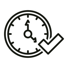 Time clock with check symbol line style icon vector illustration design. EPS10