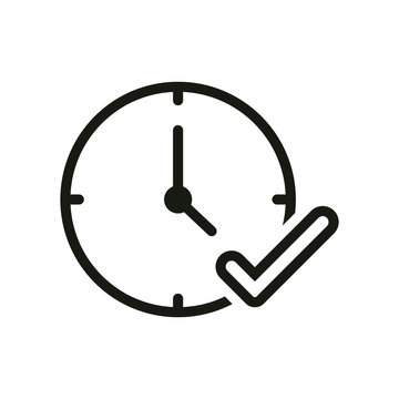 Time clock with check symbol line style icon vector illustration design. EPS10