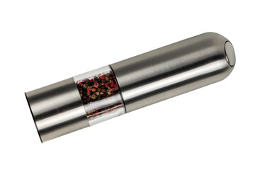 Pepper silver grinder on white background
