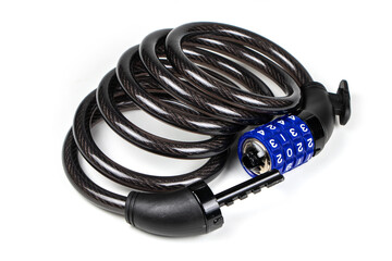 Code bike lock isolated on white background. Protects the bike from theft