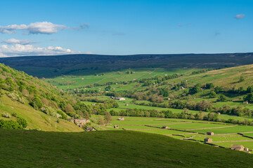 Fototapeta na wymiar Yorkshire Dales landscape near Gunnerside, North Yorkshire, England, UK