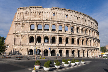 Fototapeta na wymiar Colosseum Ancient Flavian Amphitheatre In Rome