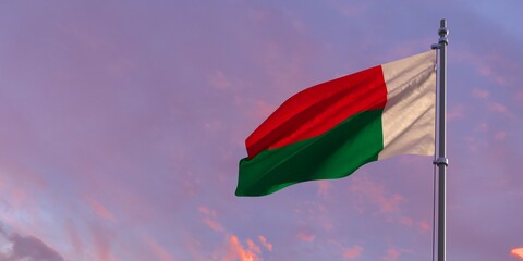 3d rendering of the national flag of the Madagascar