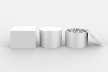 Herb Grinder Mockup isolated on white background. 3d illustration