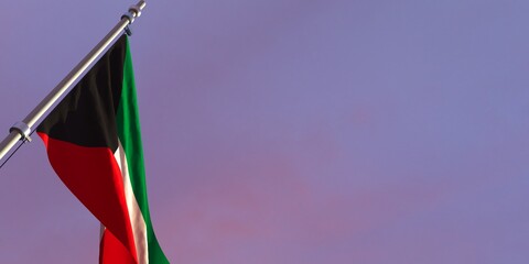 3d rendering of the national flag of the Kuwait