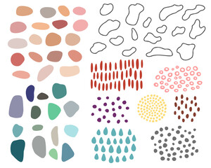 Fototapeta premium Vector set of abstract shapes, lines and textures, isolated on white background.