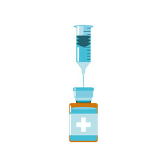 plastic medical syringe with needle and vial, world vaccine