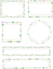 手描き葉っぱ　水彩タイル　フレームセット