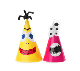 Funny monsters on white background. Halloween decoration