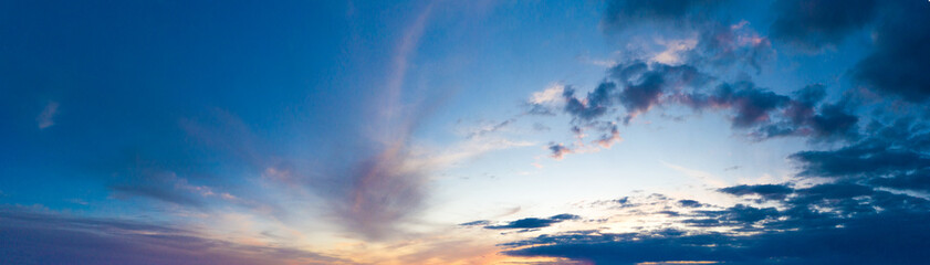 Fototapeta na wymiar Panorama sunrise sky and cloud at morning background image . Panorama sky and cloud.