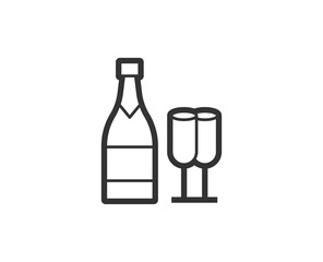 International woman’s day icon. Champagne black line sign. Premium quality graphic design pictogram. Outline symbol icon for web design, website and mobile app on white background