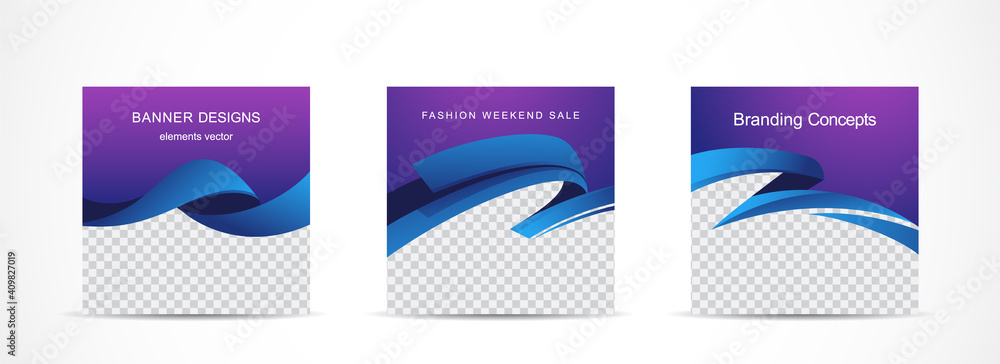 Wall mural set square banner template for social media post and web internet ads.vector illustrations.