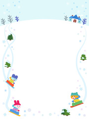 ソリあそびをするクマ・ウサギ・ネズミ／フレーム