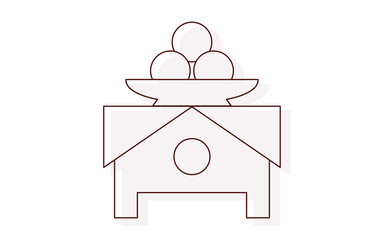 Obraz premium 細い線の葬儀アイコン、枕団子