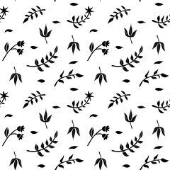 FLoral  silhouettes seamless pattern. Vector scandinvian design