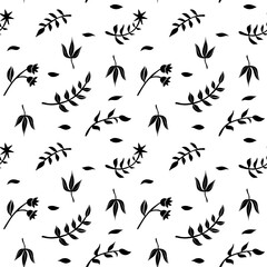 FLoral  silhouettes seamless pattern. Vector scandinvian design