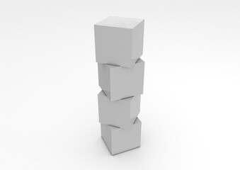 3D illustration of a blank Cubes Display or Totem for action at the point of sale
