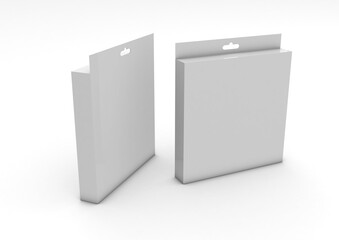 3D illustration of a blank mockup of LED panel packaging and lighting