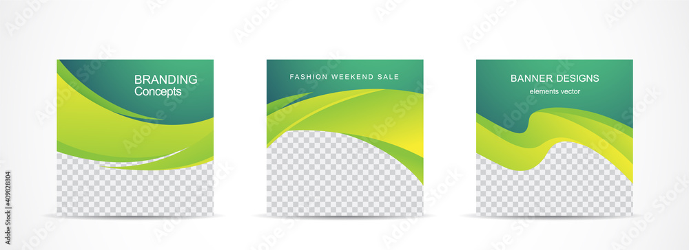 Wall mural set square banner template for social media post and web internet ads.vector illustrations.