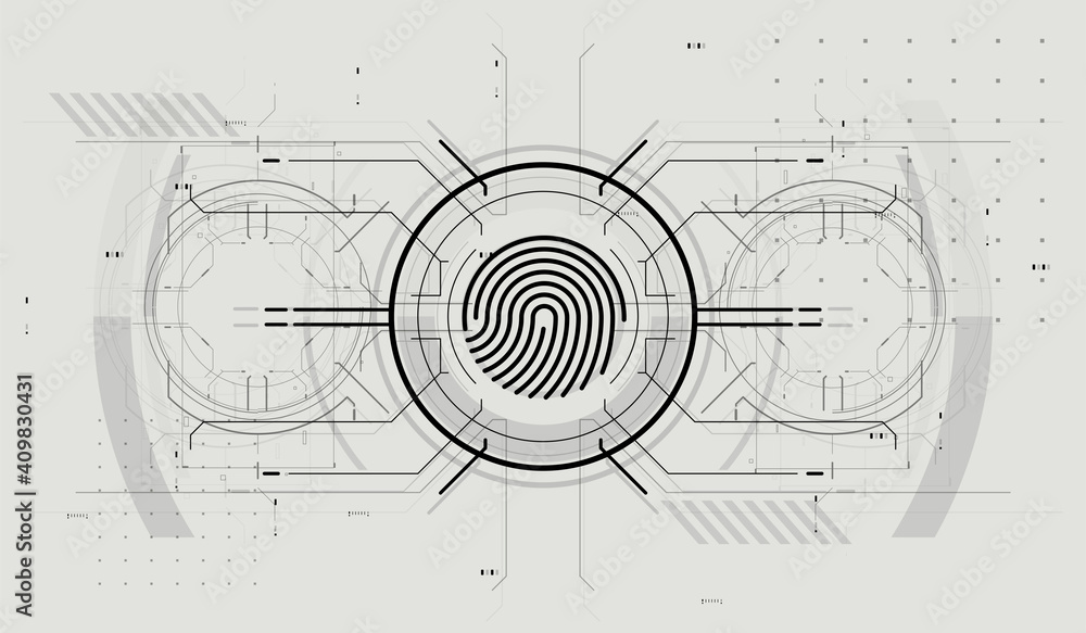 Aufkleber fingerprint scanning technology concept illustration. identification system scanning. finger scan in