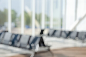Blurred seat for passenger waiting fight in airport.