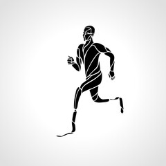 Fototapeta na wymiar Athlete disabled amputee runner silhouette vector eps10